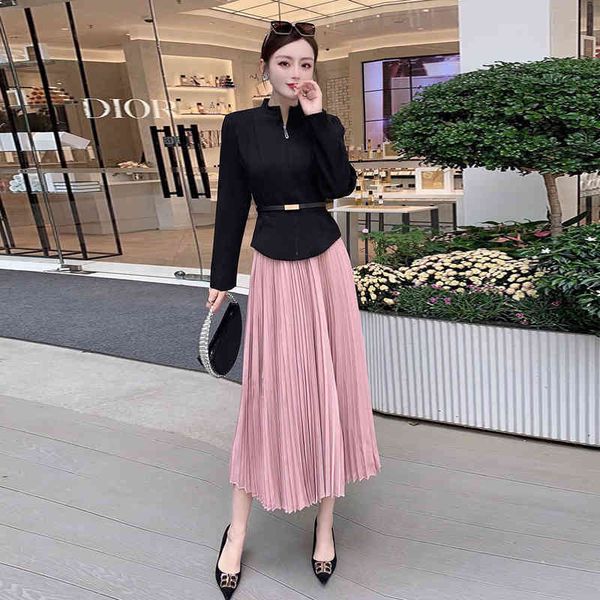 women's two piece pants autumn princess kate's same women's suit with belt slim fit jacket contrast color pleated skirt two-p, White
women's two piece pants autumn princess kate's same women's suit with belt slim fit jacket contrast color pleated skirt two-p, White