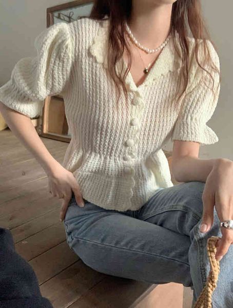 women's knits tees spring south korea dongdamen temperament lady solid color v-neck waist five point sleeve knitted cardigan hd7y, White
women's knits tees spring south korea dongdamen temperament lady solid color v-neck waist five point sleeve knitted cardigan hd7y, White