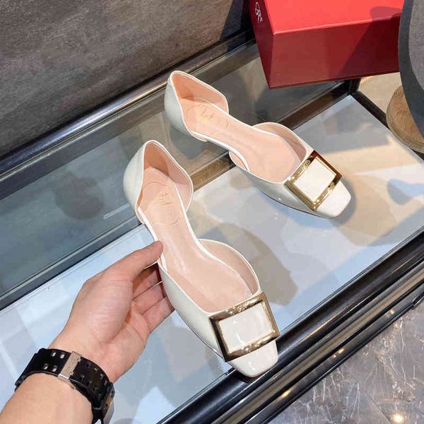 dress shoes summer rv hollow elephant grey cow lacquer leather square buckle single shoe women's flat bottom metal head sandals, Black
dress shoes summer rv hollow elephant grey cow lacquer leather square buckle single shoe women's flat bottom metal head sandals, Black