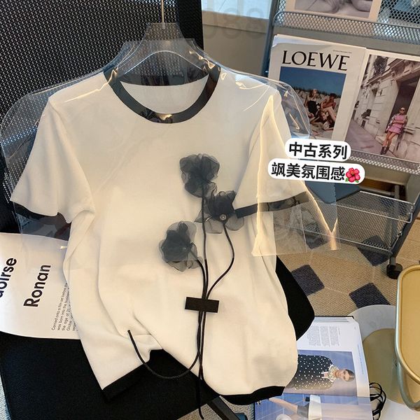 women's t-shirt designer black and white color contrast three-dimensional flower t-shirt women's 2022 summer new design sense of
women's t-shirt designer black and white color contrast three-dimensional flower t-shirt women's 2022 summer new design sense of