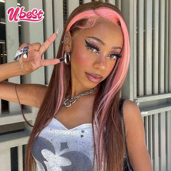 light brown with pink hd 13x4 lace frontal wigs 180 density 30 inches straight frontal wig brazilian human hair wigs for women 220719, Black
light brown with pink hd 13x4 lace frontal wigs 180 density 30 inches straight frontal wig brazilian human hair wigs for women 220719, Black