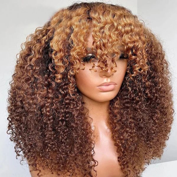 highlights ombre blonde brown kinky culry silk base wigs with bangs scalp full machine made fringe wig human hair for black women
highlights ombre blonde brown kinky culry silk base wigs with bangs scalp full machine made fringe wig human hair for black women