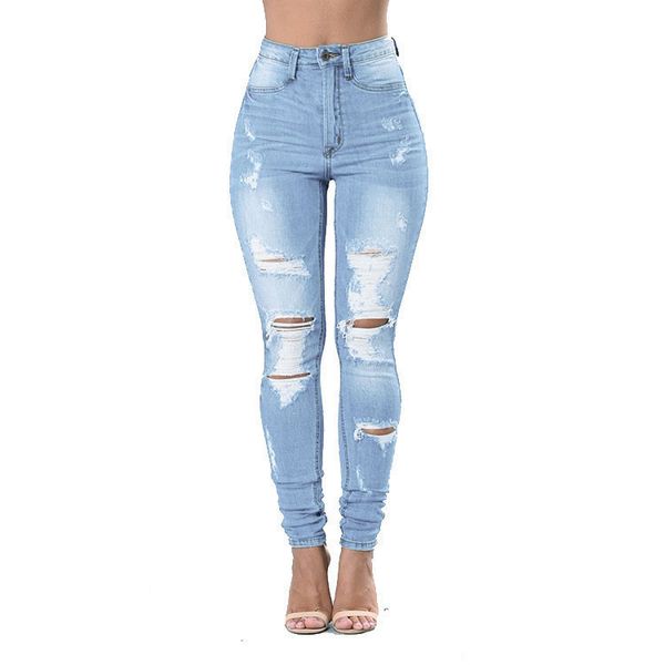 2022 ripped hole made old pencil pants jeans elastic tight skinny beggar women's pants, Blue
2022 ripped hole made old pencil pants jeans elastic tight skinny beggar women's pants, Blue