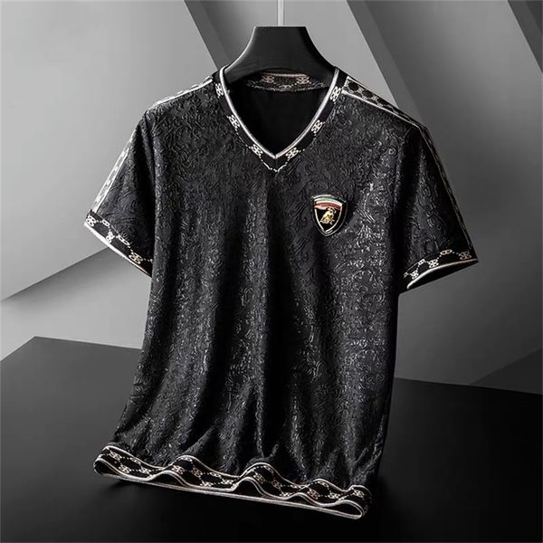 european personalized ox head embroidery vneck short sleeve tshirt mens summer loose large trend highend mens wear220622, White;black
european personalized ox head embroidery vneck short sleeve tshirt mens summer loose large trend highend mens wear220622, White;black