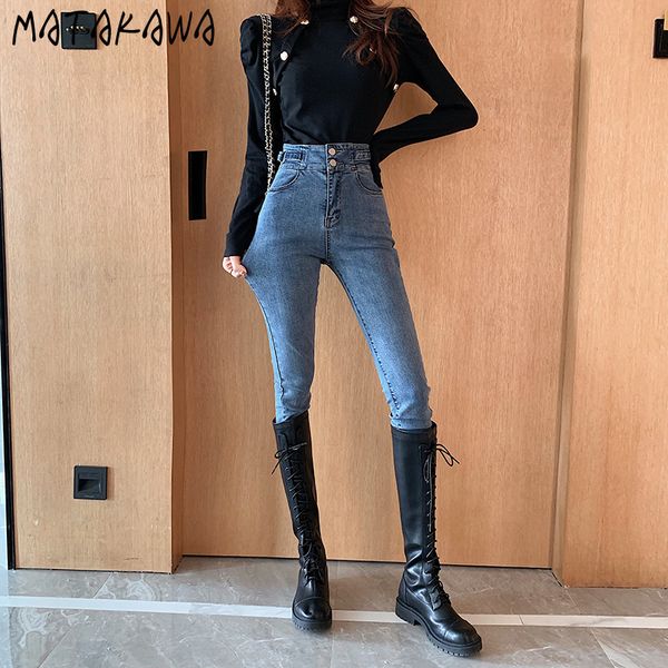 retro high waist jeans women chic straight elastic tight skinny pencil pants autumn ripped for 210506, Blue
retro high waist jeans women chic straight elastic tight skinny pencil pants autumn ripped for 210506, Blue