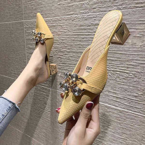 slippers high heel mules ladies leather sole women crystal shine metal chian pointed toe platform slip on shoes woman 220530, Black
slippers high heel mules ladies leather sole women crystal shine metal chian pointed toe platform slip on shoes woman 220530, Black