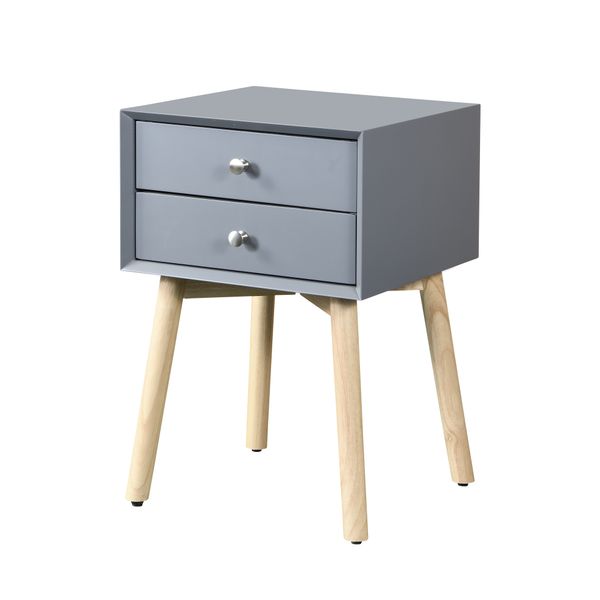 side table with two drawers and rubberized wood legs mid century modern lockers for bedroom and living room furniture grey
side table with two drawers and rubberized wood legs mid century modern lockers for bedroom and living room furniture grey