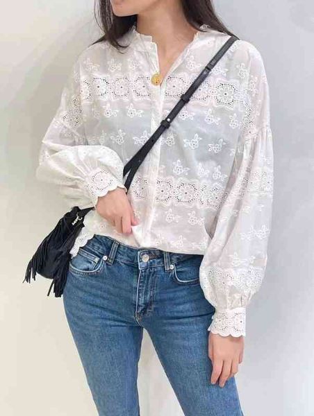 women's polos french style home spring and summer versatile sweet lotus leaf collar hollow out hook flower long sleeved cotton embroi, White
women's polos french style home spring and summer versatile sweet lotus leaf collar hollow out hook flower long sleeved cotton embroi, White