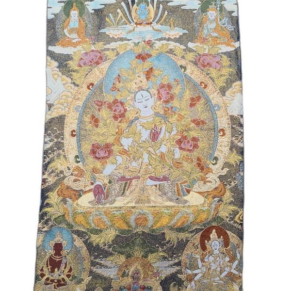 china old tibet silk thangka like hanging painting fengshui white tara buddha portrait, Silver
china old tibet silk thangka like hanging painting fengshui white tara buddha portrait, Silver