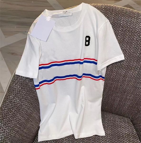 women's t-shirt front letter classic stripe short blouse sport sleeve t shirts round collar polo shirt cotton, White
women's t-shirt front letter classic stripe short blouse sport sleeve t shirts round collar polo shirt cotton, White