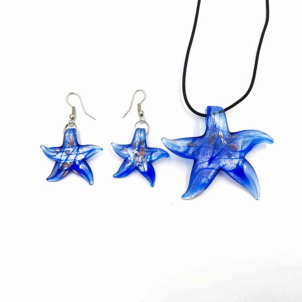 wholesale 3 sets of blue starfish lampwork glass necklace pendant earrings, Slivery;golden
wholesale 3 sets of blue starfish lampwork glass necklace pendant earrings, Slivery;golden