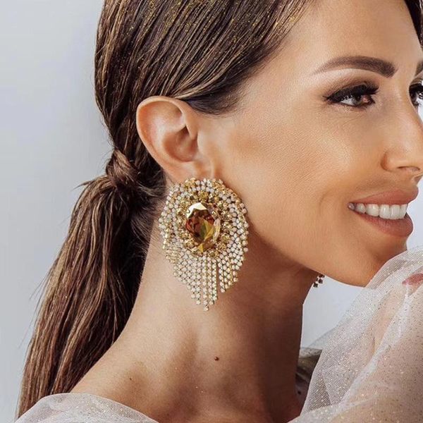 stud diamond rhinestone drop-shaped glass tassel earrings women's evening claw chain, Golden;silver
stud diamond rhinestone drop-shaped glass tassel earrings women's evening claw chain, Golden;silver