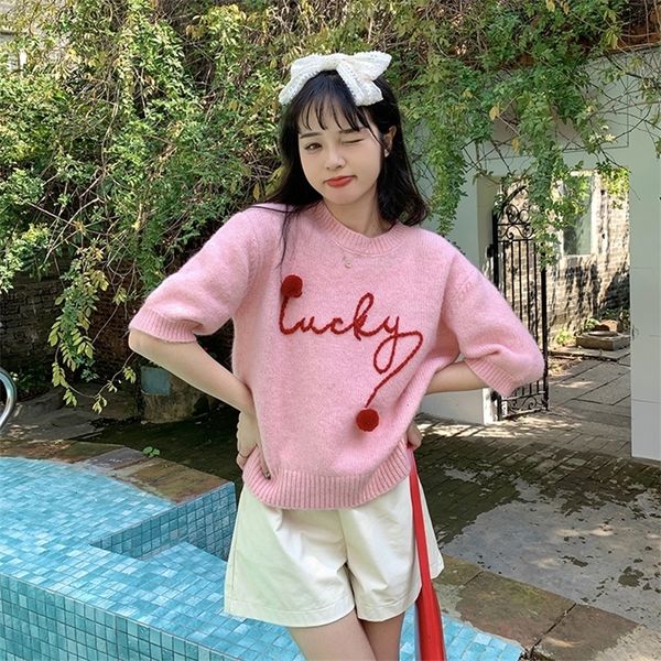 women's polos design sense pink short sweater women's spring letters wear loose and chic long sleeved dj9g, White
women's polos design sense pink short sweater women's spring letters wear loose and chic long sleeved dj9g, White