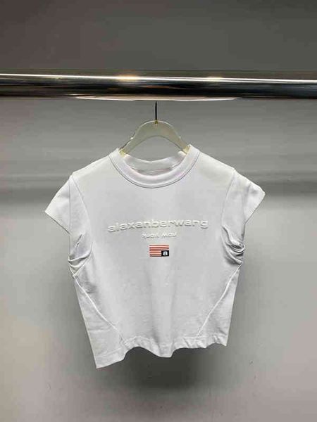 women's t-shirt dang's summer embroidered letter t-shirt women's short high waist sleeve versatile round neck slim fit top, White
women's t-shirt dang's summer embroidered letter t-shirt women's short high waist sleeve versatile round neck slim fit top, White