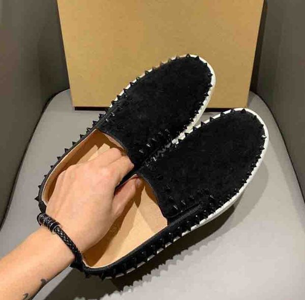 women /men casual shoes rivet sneaker red bottoms homme sneakers genuine leathers loafers pikflat boat flats colorful studs trainers 35-47, Black
women /men casual shoes rivet sneaker red bottoms homme sneakers genuine leathers loafers pikflat boat flats colorful studs trainers 35-47, Black