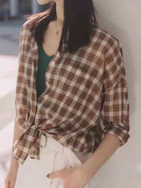 women's polos hejia summer product versatile light and thin cotton yarn dyed poplin plaid off shoulder seven sleeve shirt, White
women's polos hejia summer product versatile light and thin cotton yarn dyed poplin plaid off shoulder seven sleeve shirt, White