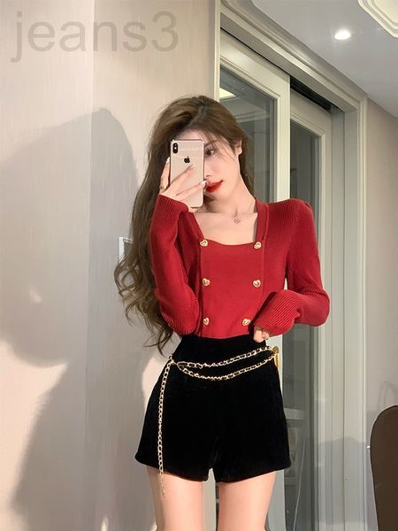 women's knits & tees designer christmas red love gold button collar with knitted shirt inside, women's french slim and in autumn w, White
women's knits & tees designer christmas red love gold button collar with knitted shirt inside, women's french slim and in autumn w, White