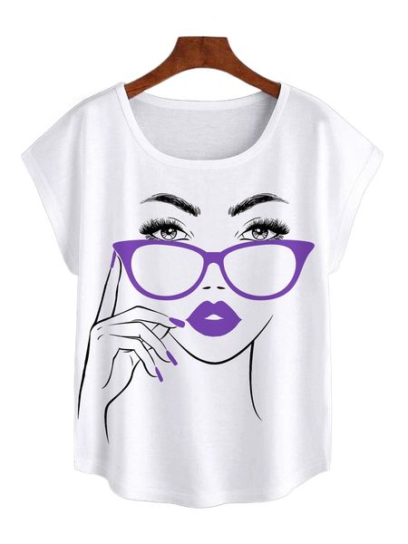 figure graphic batwing sleeve curved hem tee m0qu#, White
figure graphic batwing sleeve curved hem tee m0qu#, White