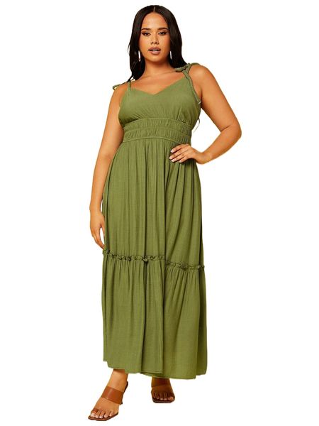 plus tie shoulder frilled cami dress c3nr#, Black
plus tie shoulder frilled cami dress c3nr#, Black