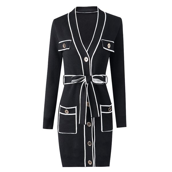 227 2022 milan runway spring summer brand same style sweater long sleeve black v neck striped cardigan womens oushali, White;black
227 2022 milan runway spring summer brand same style sweater long sleeve black v neck striped cardigan womens oushali, White;black