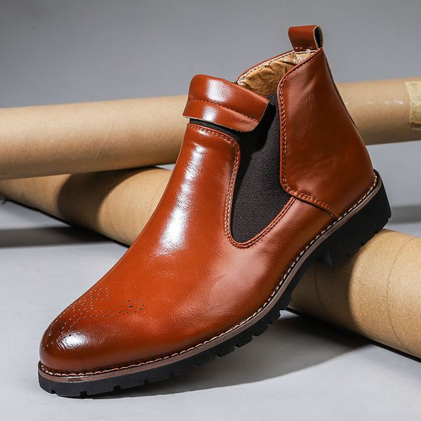 men chelsea boots british style casual business shoes comfortable soft ankle boots for men size 48 men shoes, Black
men chelsea boots british style casual business shoes comfortable soft ankle boots for men size 48 men shoes, Black
