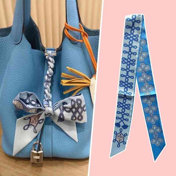 designer silk head scarf brandenburg h family new small strip scarf binding bag silk womens summer decorative thin and narrow ribbon woman, Blue;gray
designer silk head scarf brandenburg h family new small strip scarf binding bag silk womens summer decorative thin and narrow ribbon woman, Blue;gray