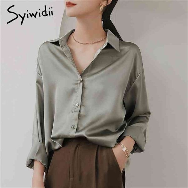 satin silk blouse women office lady for elegant fashion harajuku shirt casual solid green loose chic blouses 210607, White
satin silk blouse women office lady for elegant fashion harajuku shirt casual solid green loose chic blouses 210607, White