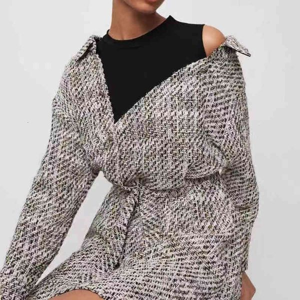 casual dresses mj tweed asymmetric knitted dress spring fake two pieces splicing off shoulder brand france paris z96f, Black;gray
casual dresses mj tweed asymmetric knitted dress spring fake two pieces splicing off shoulder brand france paris z96f, Black;gray