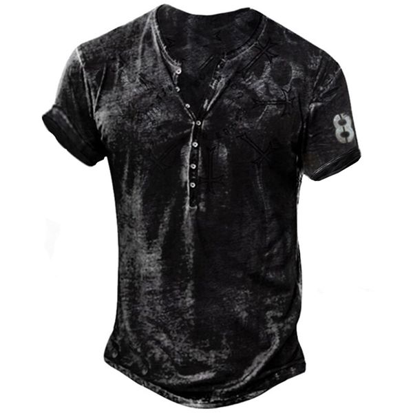 bababuy men punk style short sleeve t-shirt vintage button v-neck loose fashion pattern printed tee men streetwear 220601, White;black
bababuy men punk style short sleeve t-shirt vintage button v-neck loose fashion pattern printed tee men streetwear 220601, White;black