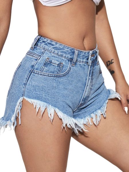 sxy raw trim high low hem denim shorts 25ke#, White;black