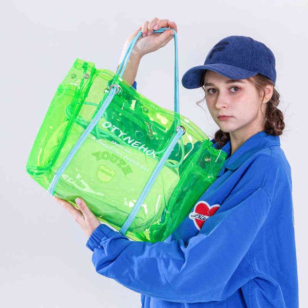 transparent women handbag large capacity summer pvc jelly beach bag luxury design ladies shoulder bag color female big totes 220516
transparent women handbag large capacity summer pvc jelly beach bag luxury design ladies shoulder bag color female big totes 220516