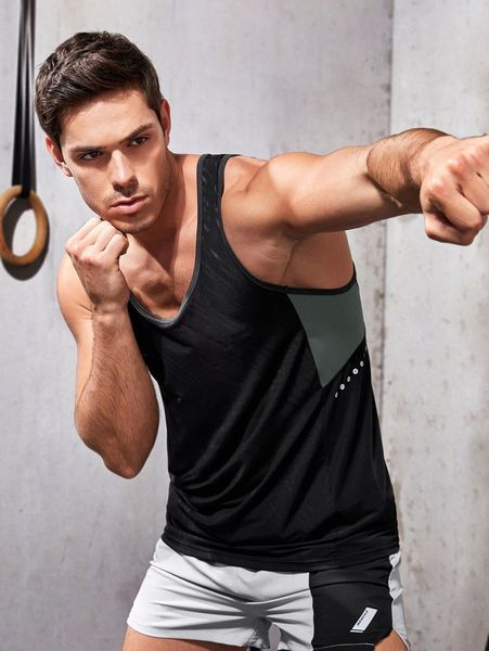 men reflective polka dot print sports tank e2a6#, White;black
men reflective polka dot print sports tank e2a6#, White;black