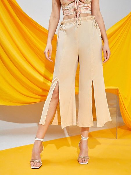 x michelle wong knot side paperbag waist split hem wide leg crop pants j5gq#, Black;white
x michelle wong knot side paperbag waist split hem wide leg crop pants j5gq#, Black;white