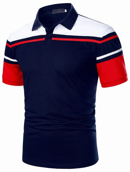 men cut and sew polo shirt i2bg#, White;black