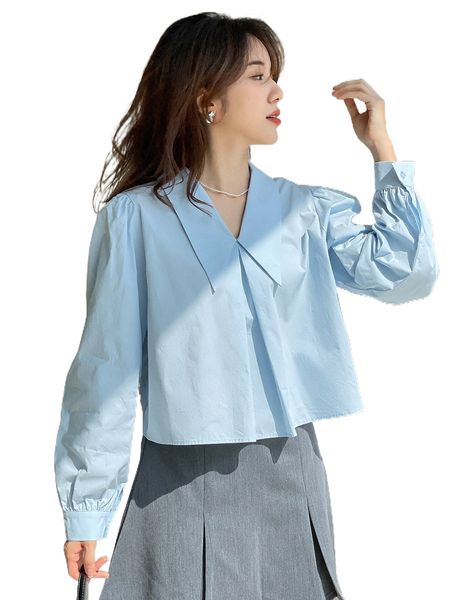 dazy puff sleeve solid blouse a6te#, White
dazy puff sleeve solid blouse a6te#, White