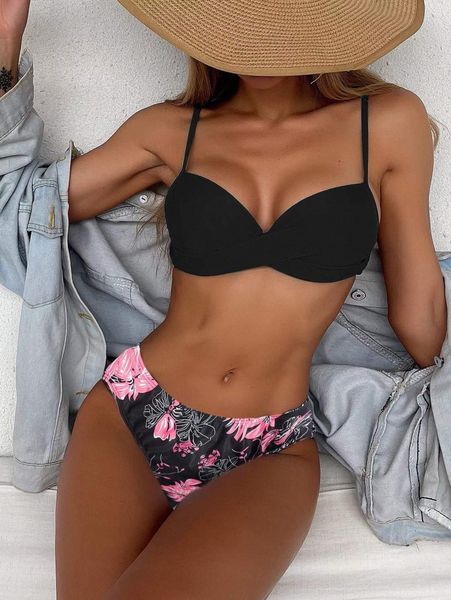 floral print push up bikini swimsuit u0fx#, White;black
floral print push up bikini swimsuit u0fx#, White;black