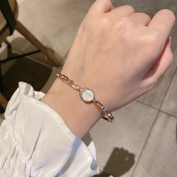 open natural circle shell bracelet korean ins style simple zircon bracelet female, Black
open natural circle shell bracelet korean ins style simple zircon bracelet female, Black
