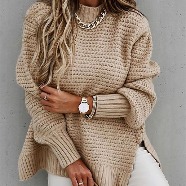 autumn winter women knitted sweater mock neck casual loose basic pullovers warm elegant solid batwing sleeve side split 220803, White;black
autumn winter women knitted sweater mock neck casual loose basic pullovers warm elegant solid batwing sleeve side split 220803, White;black
