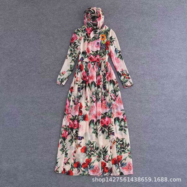 casual dresses spring women's sequin beaded flower silk scarf elegant dress printed dress, Black;gray
casual dresses spring women's sequin beaded flower silk scarf elegant dress printed dress, Black;gray