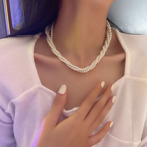 korean style small twist multilayerpearl necklace chain choker wholesale fashion female alloy jewelry for gifts, Golden;silver
korean style small twist multilayerpearl necklace chain choker wholesale fashion female alloy jewelry for gifts, Golden;silver