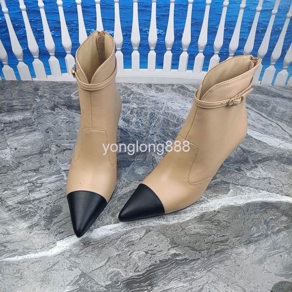 boots high end quality small fragrance gold high-heeled short boots martin children's thick heel leather fashionable women's, Black
boots high end quality small fragrance gold high-heeled short boots martin children's thick heel leather fashionable women's, Black