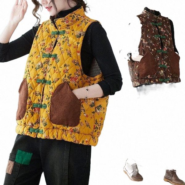 women's vests fall winter printed clothing retro loose cotton padded jacket qipao vest floral chinese style coat warm leisure waistcoat, Black;white
women's vests fall winter printed clothing retro loose cotton padded jacket qipao vest floral chinese style coat warm leisure waistcoat, Black;white