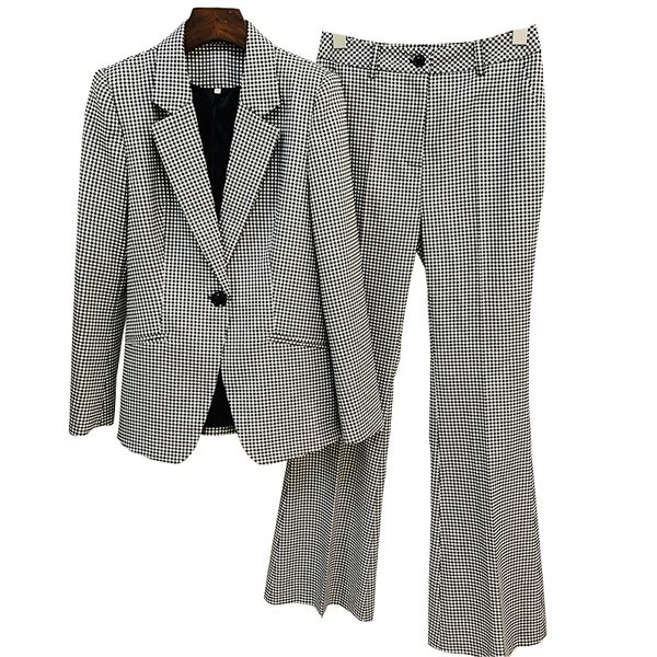 2022 spring long sleeve houndstooth single-button blazers + flare trousers long pants two piece 2 pieces set lag31t112302239, White
2022 spring long sleeve houndstooth single-button blazers + flare trousers long pants two piece 2 pieces set lag31t112302239, White