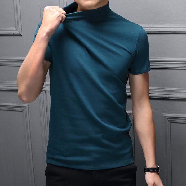 men half high collar mercerized cotton short sleeve slim t-shirt solid color modale trend in spring and summer, White;black
men half high collar mercerized cotton short sleeve slim t-shirt solid color modale trend in spring and summer, White;black