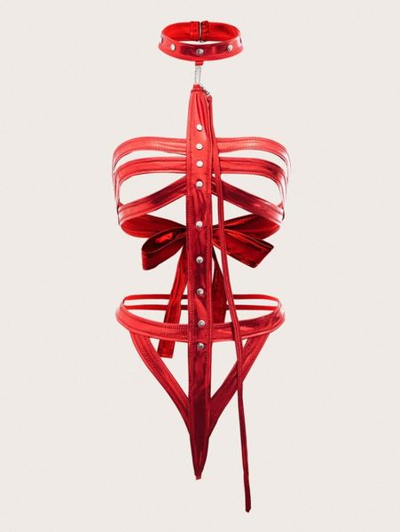 patent studded cut-out choker teddy bodysuit d3be#, Black;red
patent studded cut-out choker teddy bodysuit d3be#, Black;red