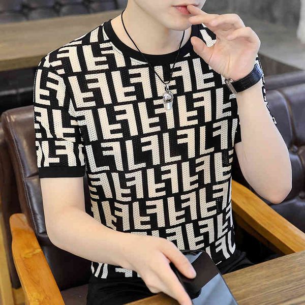 european short t-shirt fashion brand 2022 summer new half sleeved high-end men's large size t-shirt, Black;brown
european short t-shirt fashion brand 2022 summer new half sleeved high-end men's large size t-shirt, Black;brown