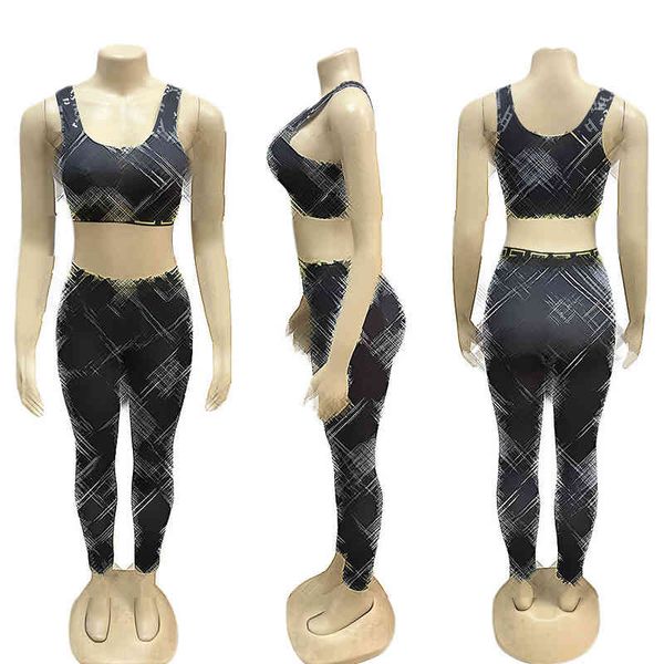 j2664 designer print sports suit luxury black tank pants casual two piece fashion women clothing, Gray
j2664 designer print sports suit luxury black tank pants casual two piece fashion women clothing, Gray