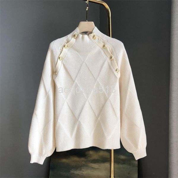 women's knits & tees sweater female design sense niche checked shoulder button loose french sweater, White
women's knits & tees sweater female design sense niche checked shoulder button loose french sweater, White