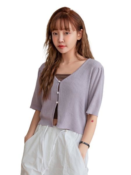 dazy 1pc rib-knit button front tee 295c#, White
