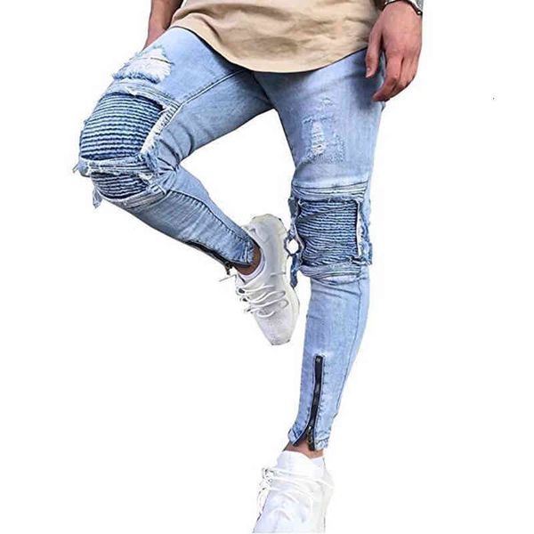 men's jeans spring and autumn jeans men's motorcycle pants knee fold hole leg zipper elastic pants dnw3, Blue
men's jeans spring and autumn jeans men's motorcycle pants knee fold hole leg zipper elastic pants dnw3, Blue